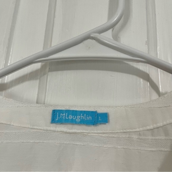 J. McLaughlin White Cotton Button Front Blouse Large Q2 - Picture 2 of 6